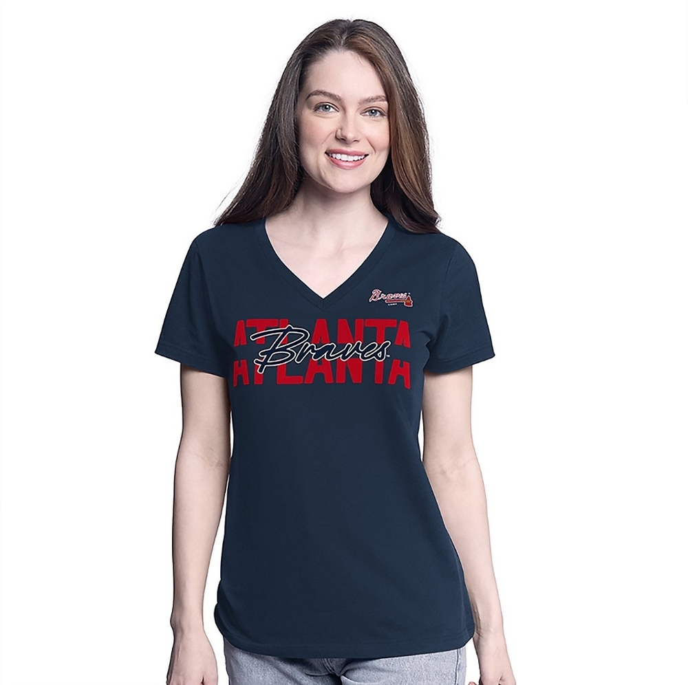 GIII-4Her Atlanta Braves Batter Up T-shirt Navy Size M NWT